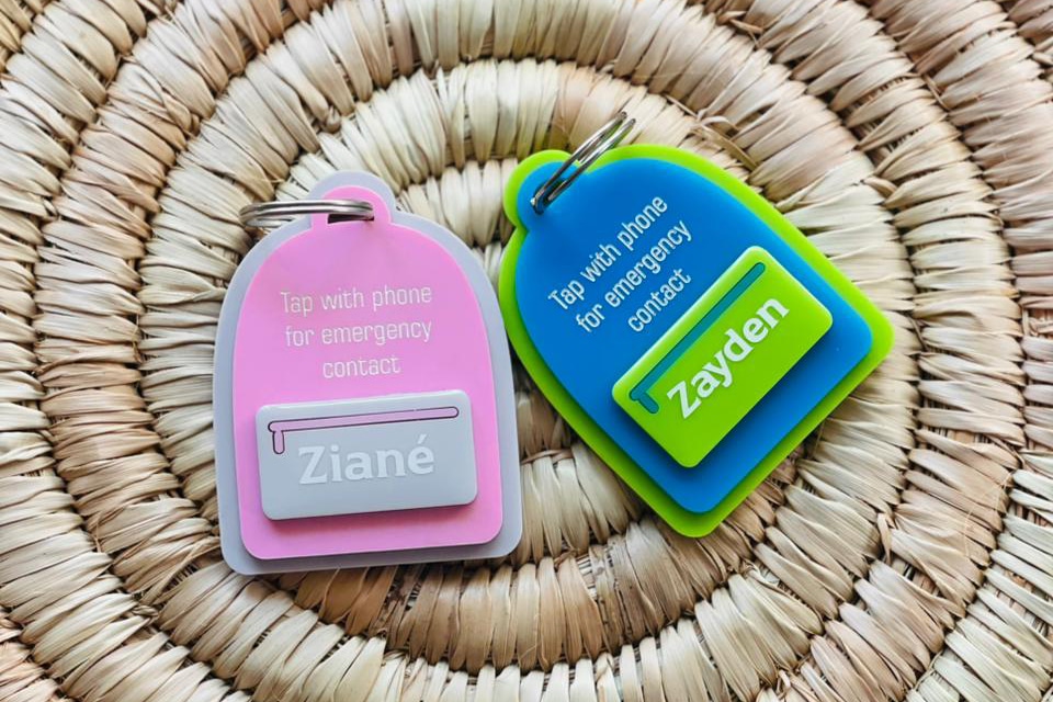 Custom NFC Emergency Contact Backpack Tag: Acrylic School & Travel ID